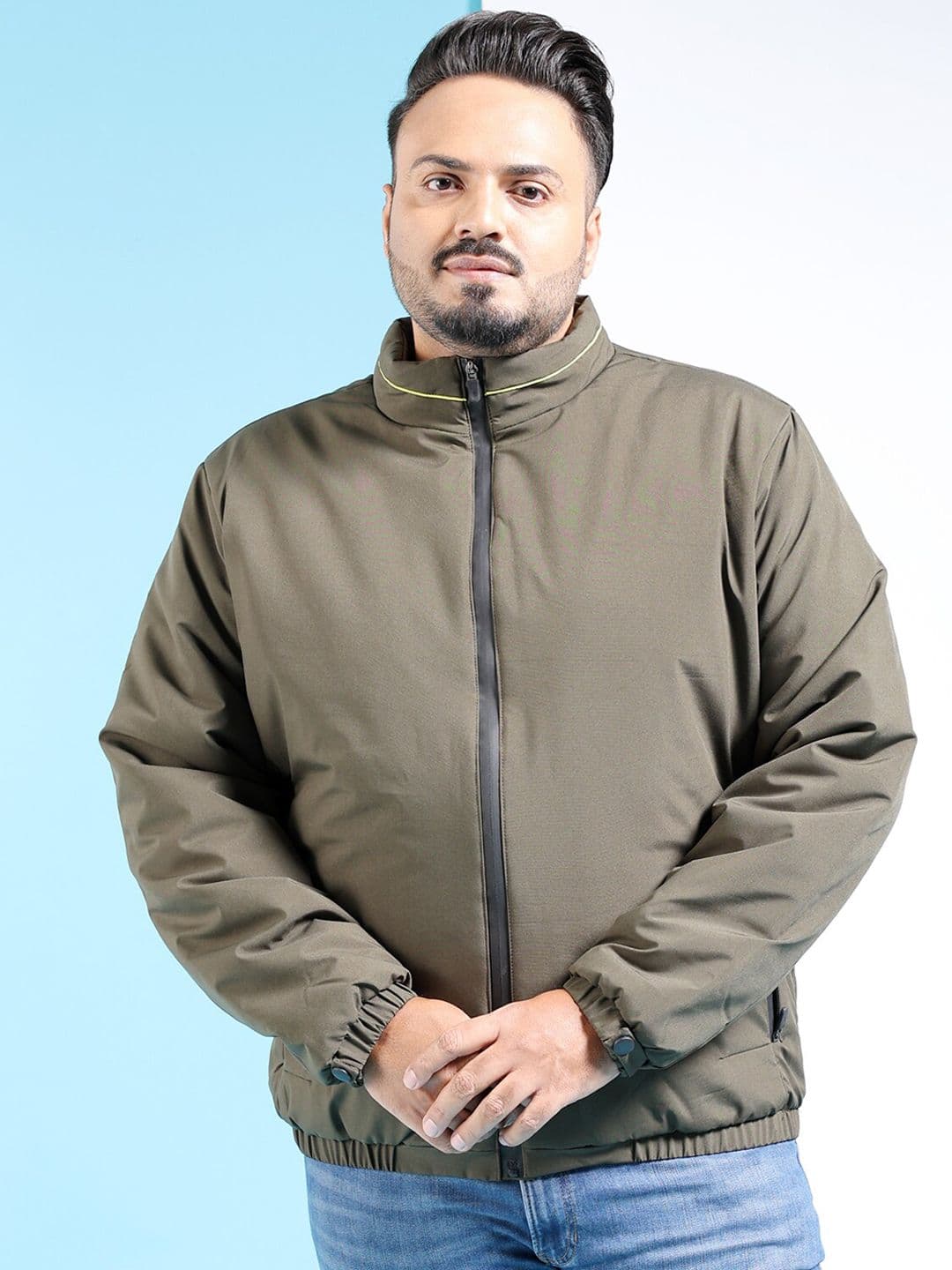Hardsoda by The Indian Garage Co Plus Size Mock Collar Lightweight Bomber Jacket - view 1