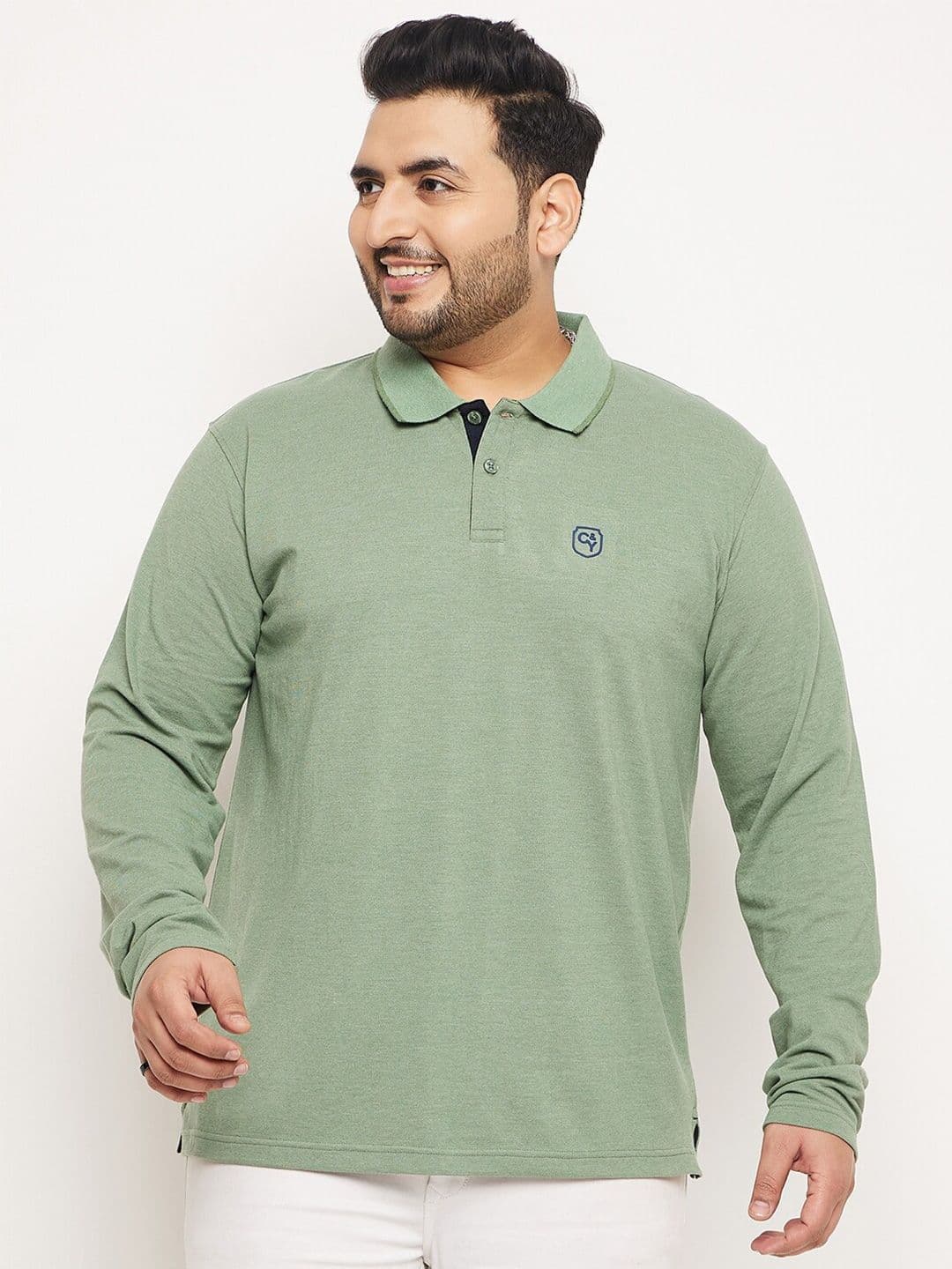 Club York Plus Size Polo Collar Cotton T-shirt - view 1