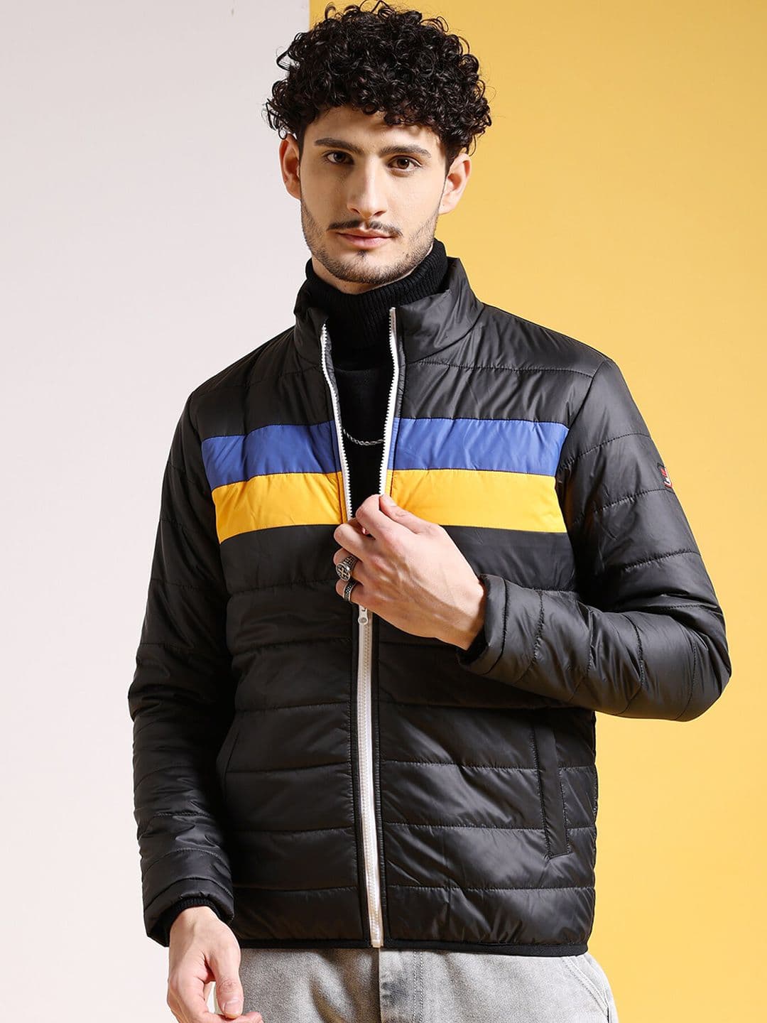 The Indian Garage Co Men Colourblock Regular Fit Puffer Jacket - view 1