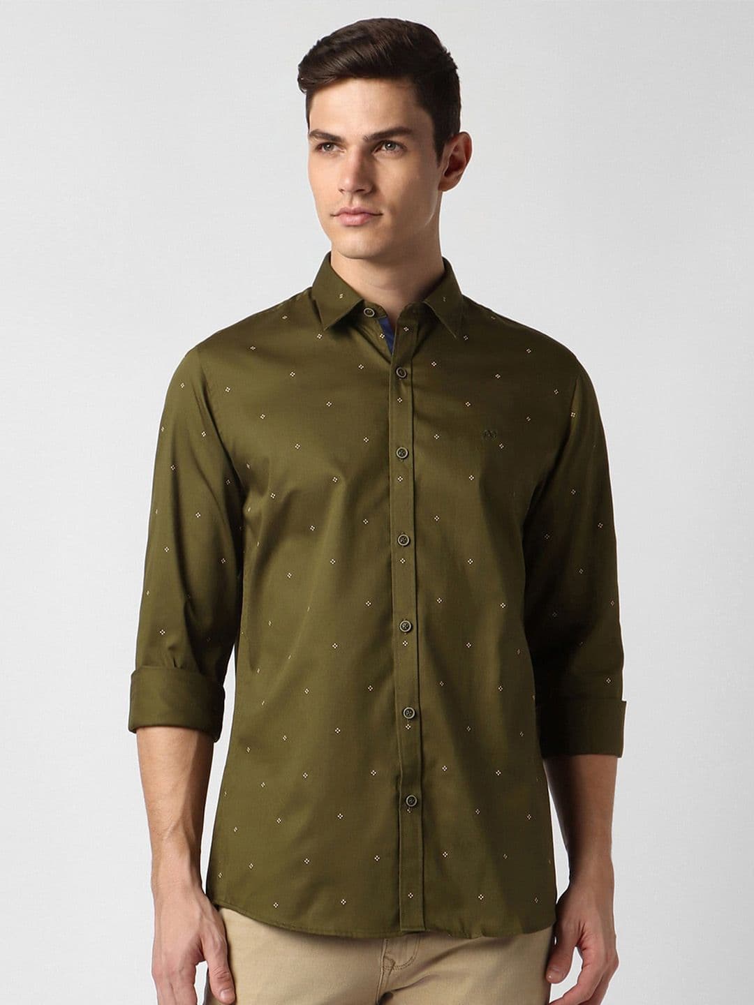 Peter England Casuals Slim Fit Micro Ditsy Printed Long Sleeve Cotton Casual Shirt - view 1