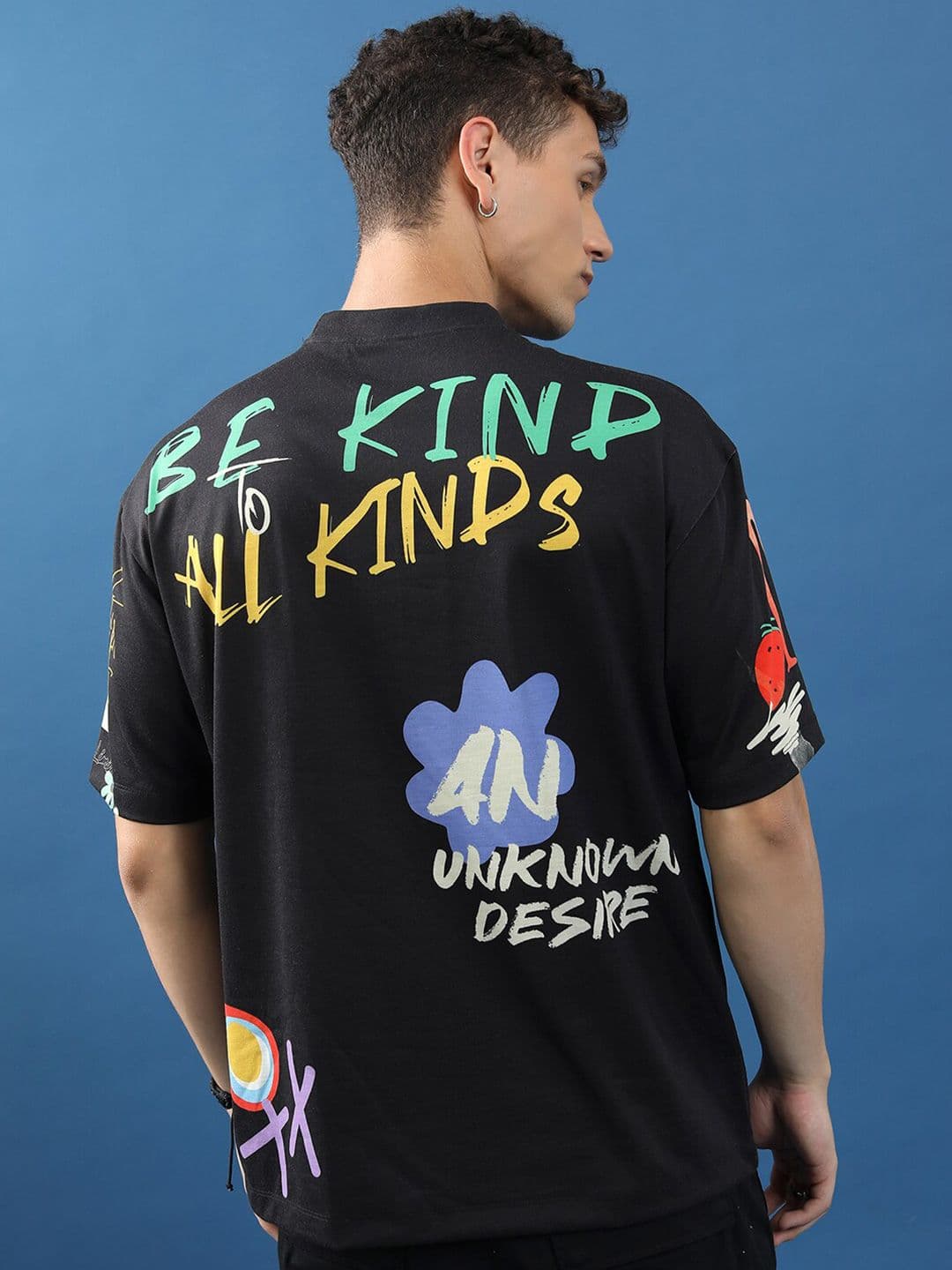 HIGHLANDER Unisex Typography Printed Drop-Shoulder Sleeves Oversized T-shirt - view 1