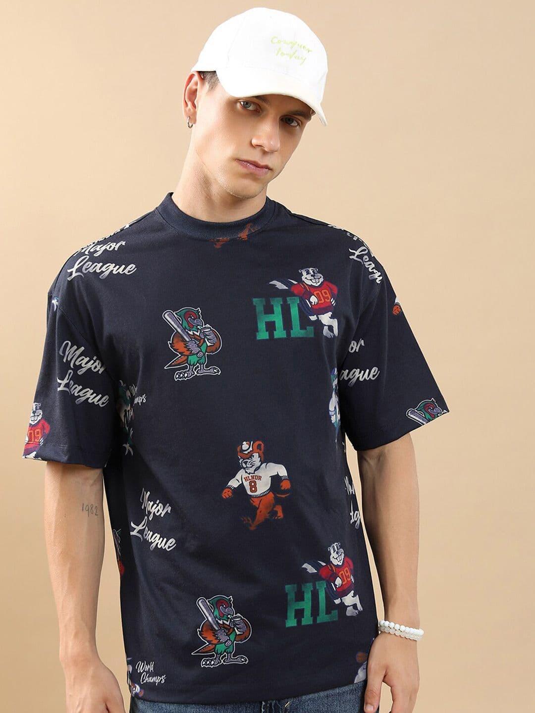 HIGHLANDER Unisex Graphic Printed Drop-Shoulder Sleeves Oversized T-shirt - view 1
