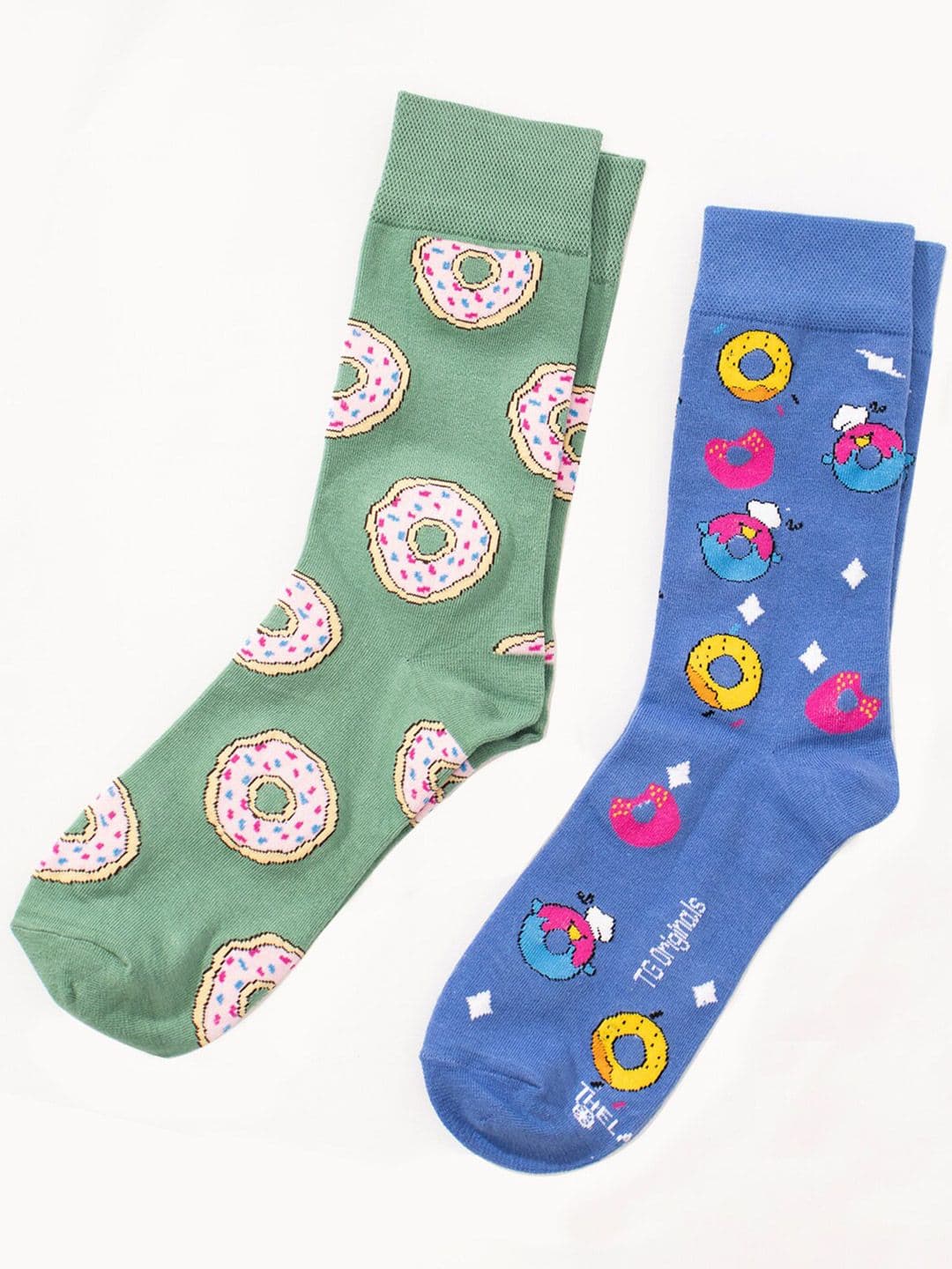 Thela Gaadi Unisex Pack Of 2 Double Donut Printed Calf Length Socks - view 1