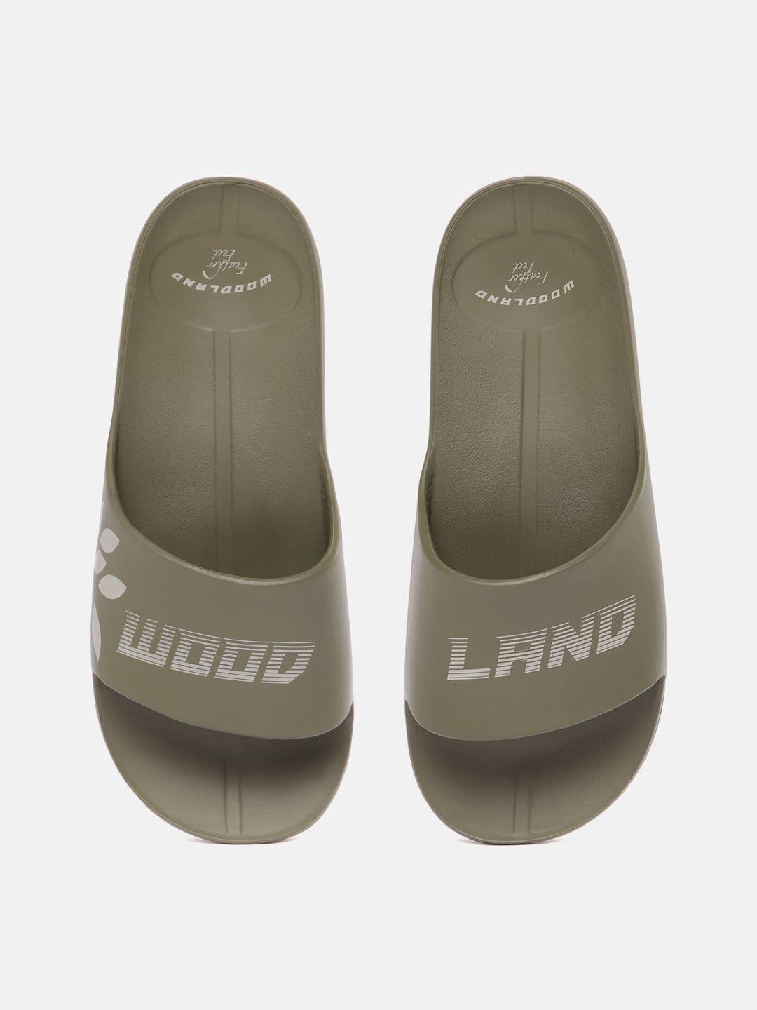 Woodland Men Brand Logo Printed Feather Feet Sliders - view 1