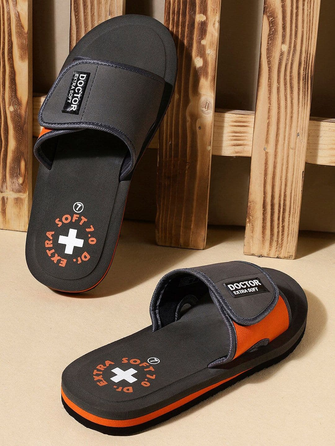 DOCTOR EXTRA SOFT Men Orthopedic Printed Sliders With Velcro Strap - view 1