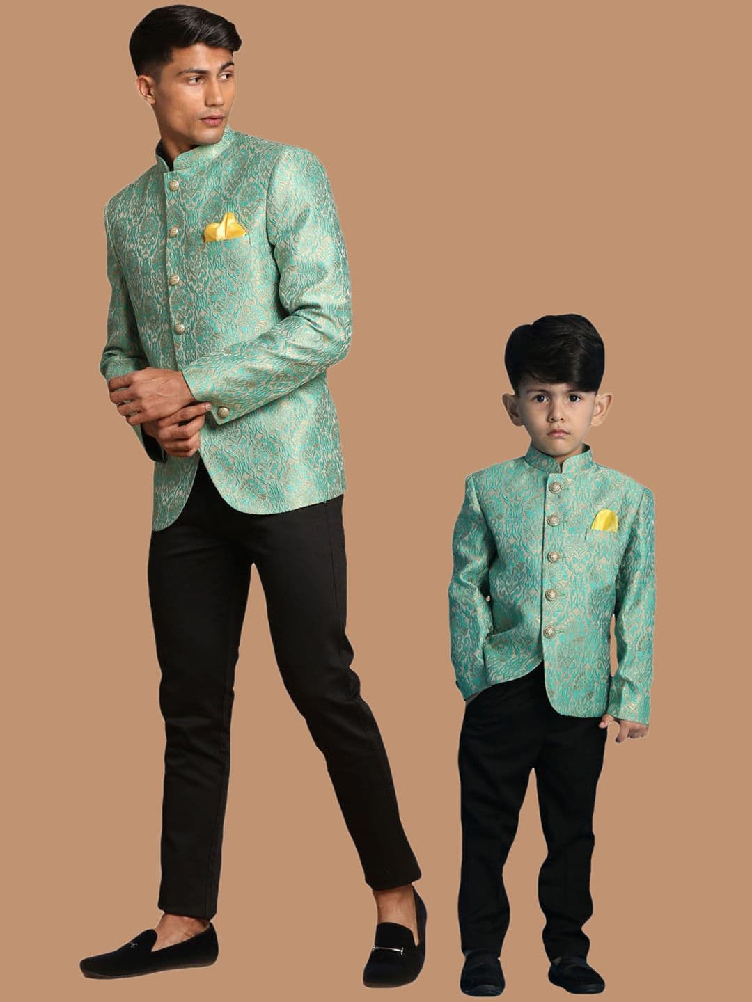 VASTRAMAY Woven Design Slim Fit Bandhagala Blazer - view 1