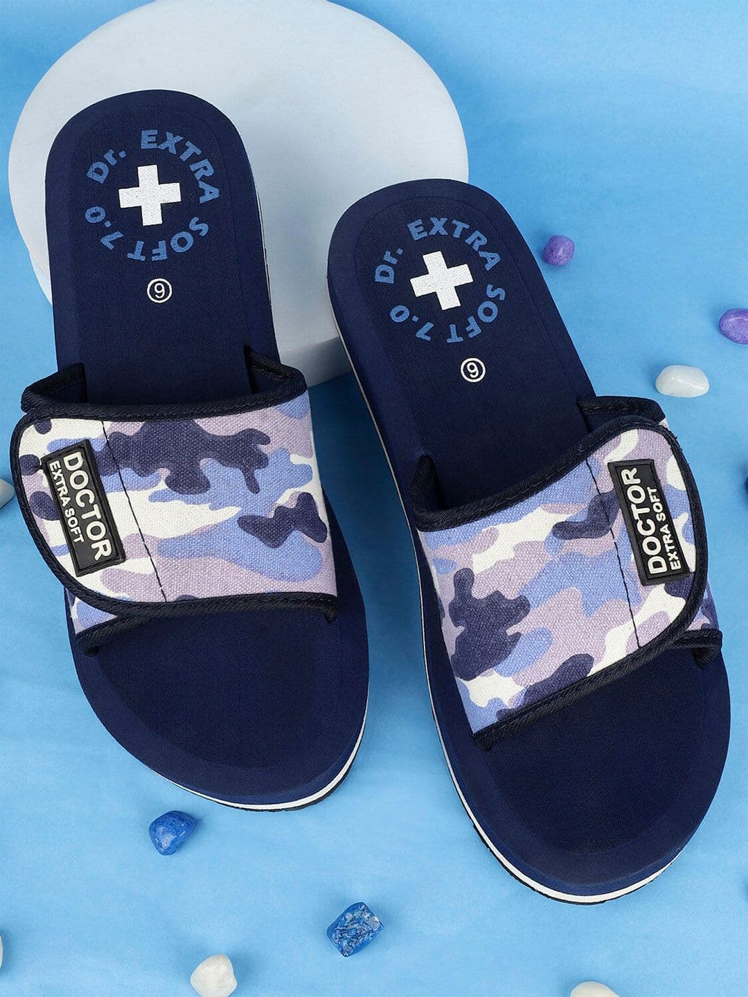 DOCTOR EXTRA SOFT Men Orthopedic Camouflage Printed Sliders With Velcro Strap - view 1