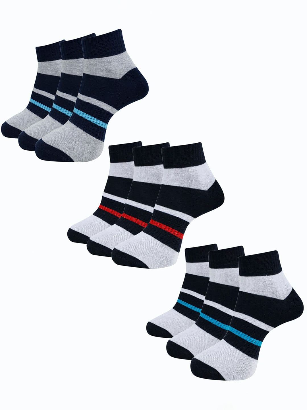 Dollar Socks Men Pack Of 9 Striped Ankle-Length Socks - view 1