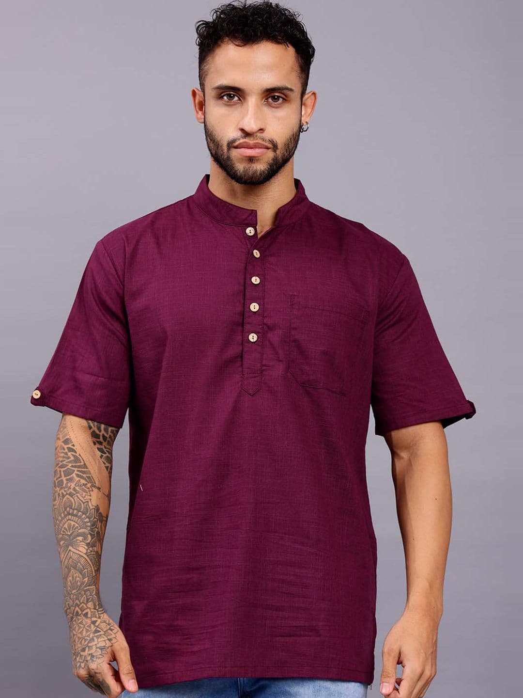 Cot'N Soft Mandarin Collar Short Sleeves Cotton Short Kurta - view 1