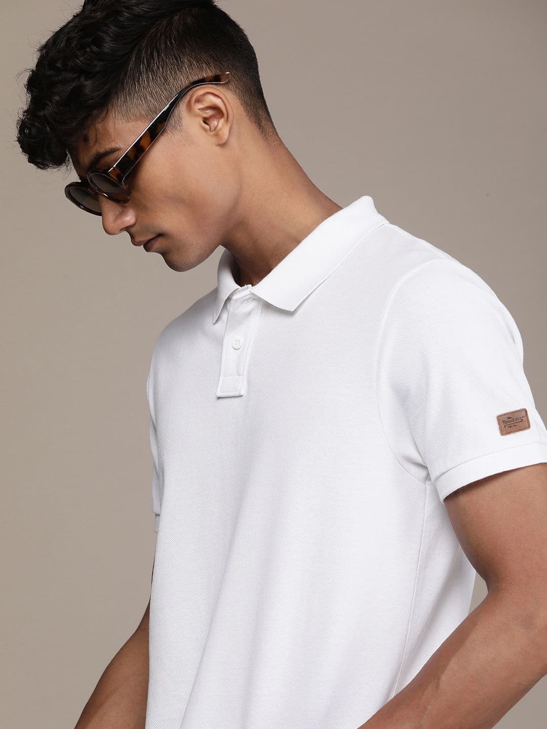 Roadster Men Polo Collar Applique Pure Cotton T-shirt - view 1