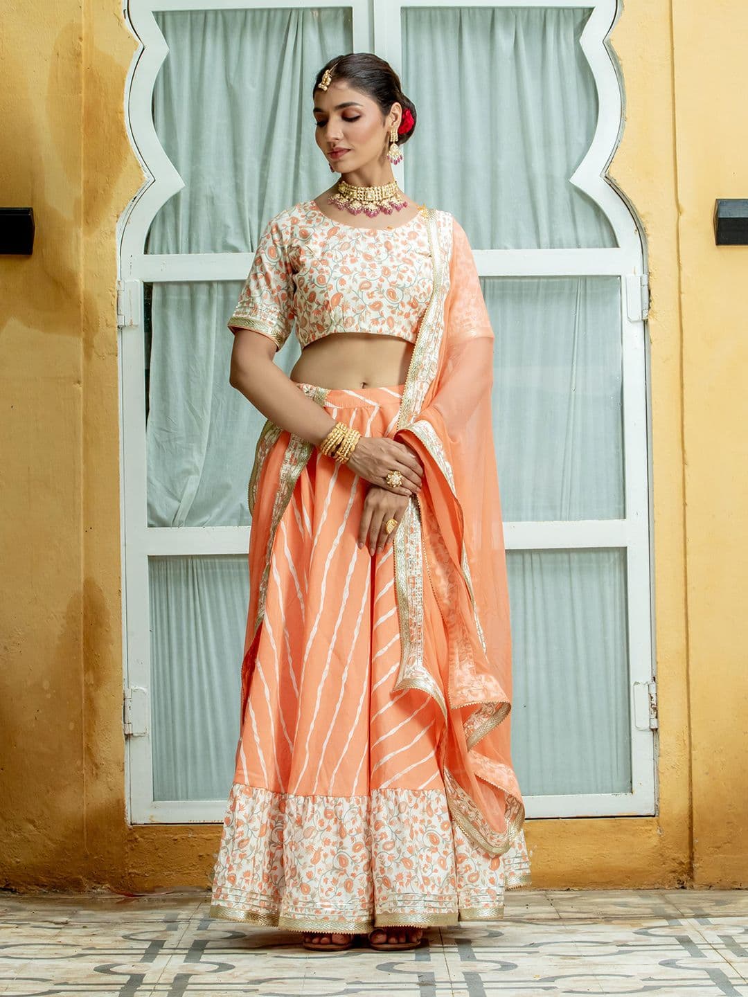 Kohsh Floral Printed Ready To Wear Lehenga & Blouse With Dupatta - view 1