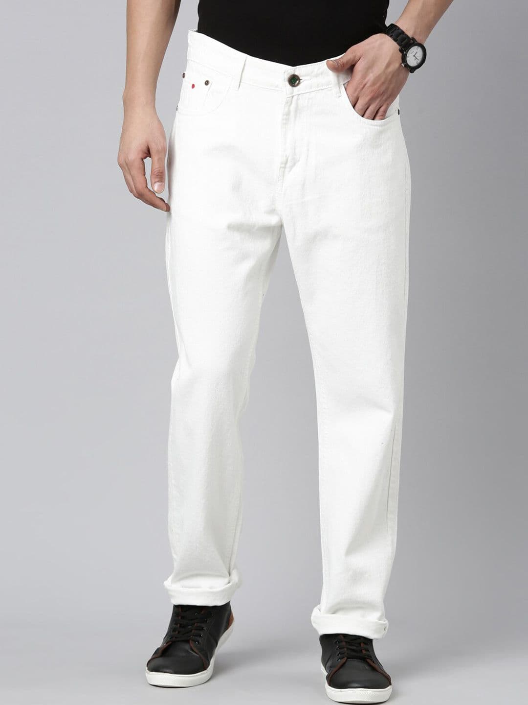 CINOCCI Men Relaxed Fit Clean Look Cotton Jeans - view 1