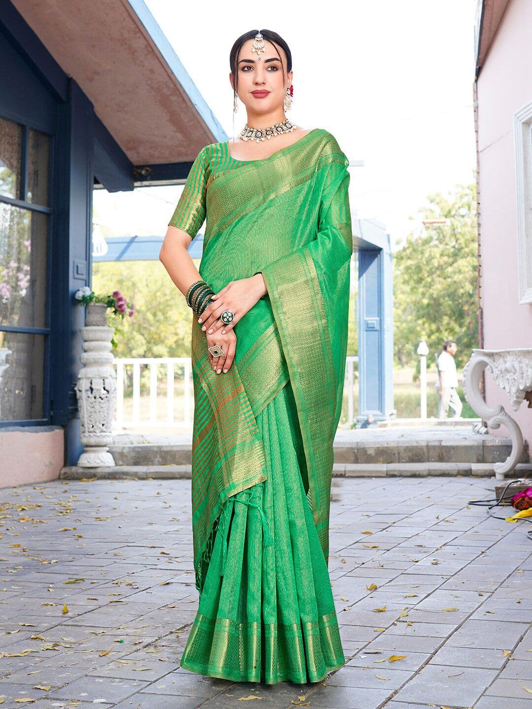 Anouk Rustic Woven Design Zari Organza Saree - view 1