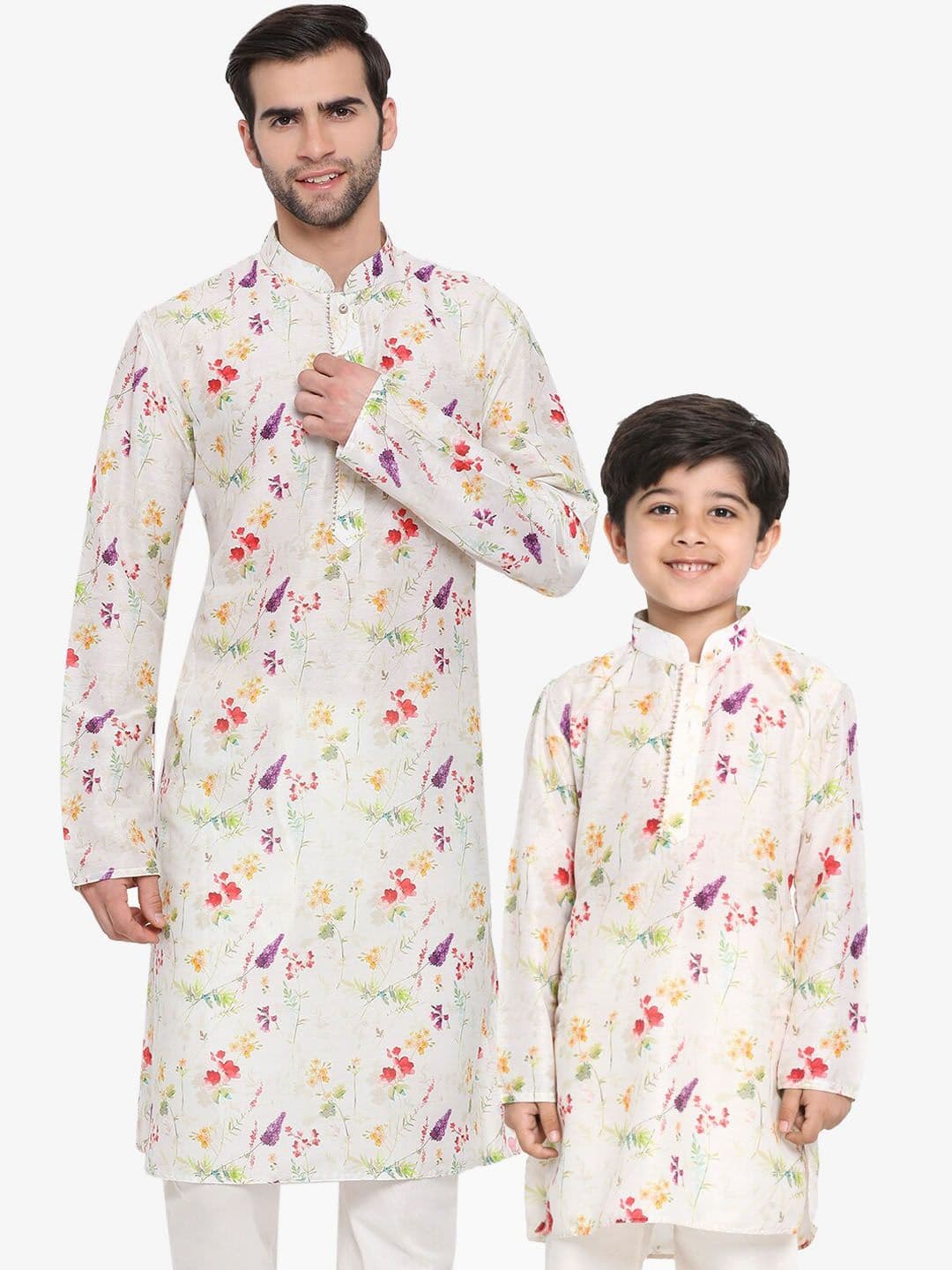 VASTRAMAY Floral Printed Mandarin Collar Straight Kurta - view 1