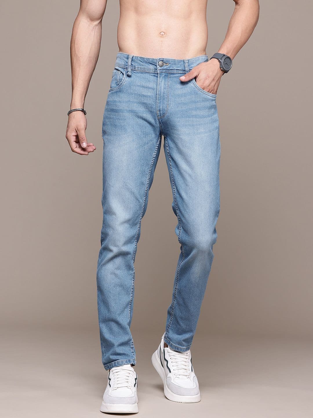 The Roadster Lifestyle Co. Men Slim Tapered Fit Light Fade Stretchable Jeans - view 1