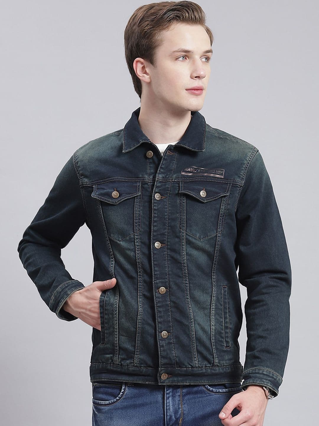 Monte Carlo Spread Collar Lightweight Denim Jacket - view 1