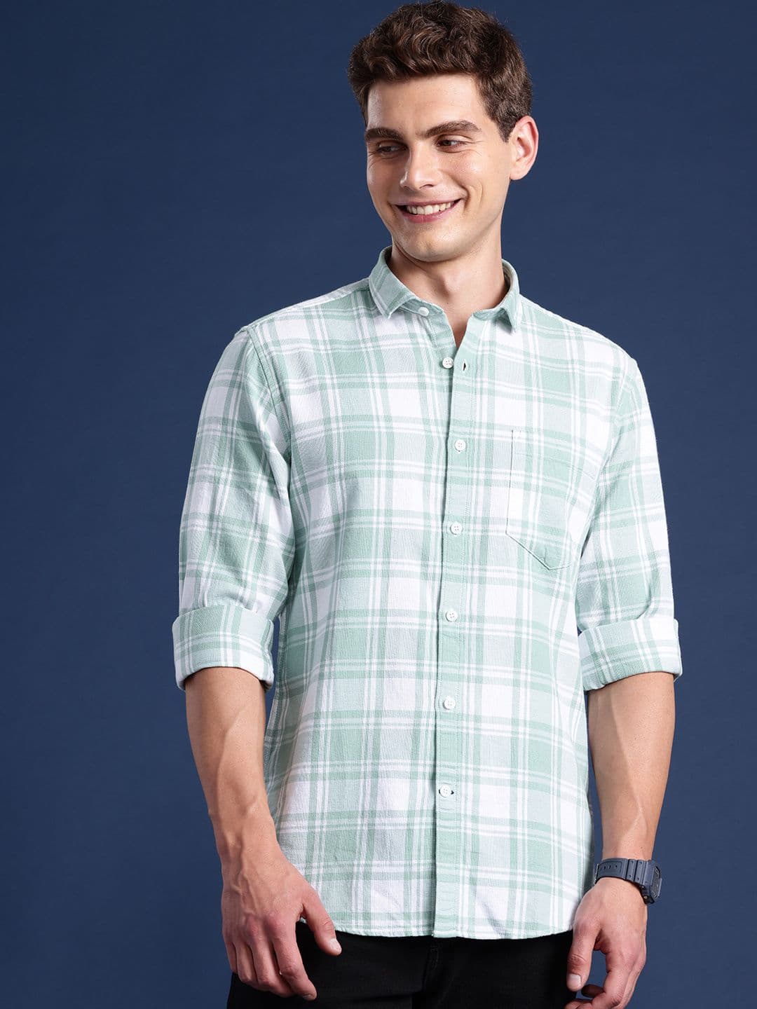 Mast & Harbour Men Standard Checked Cotton Casual Shirt - view 1