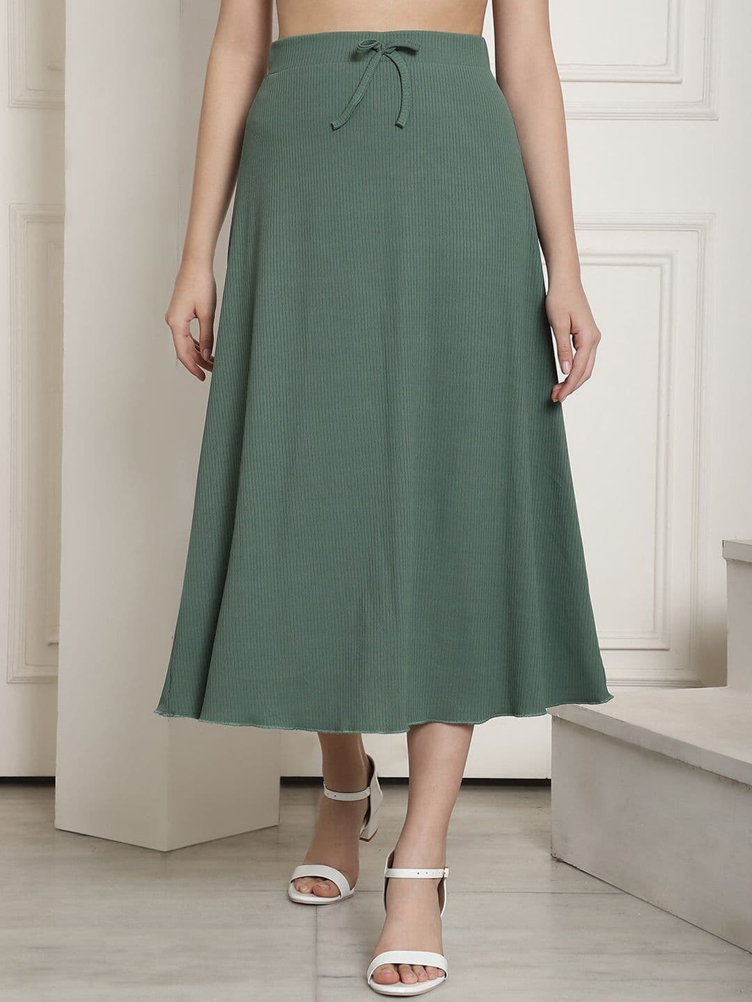 NEUDIS Ribbed Flared Midi Skirt - view 1