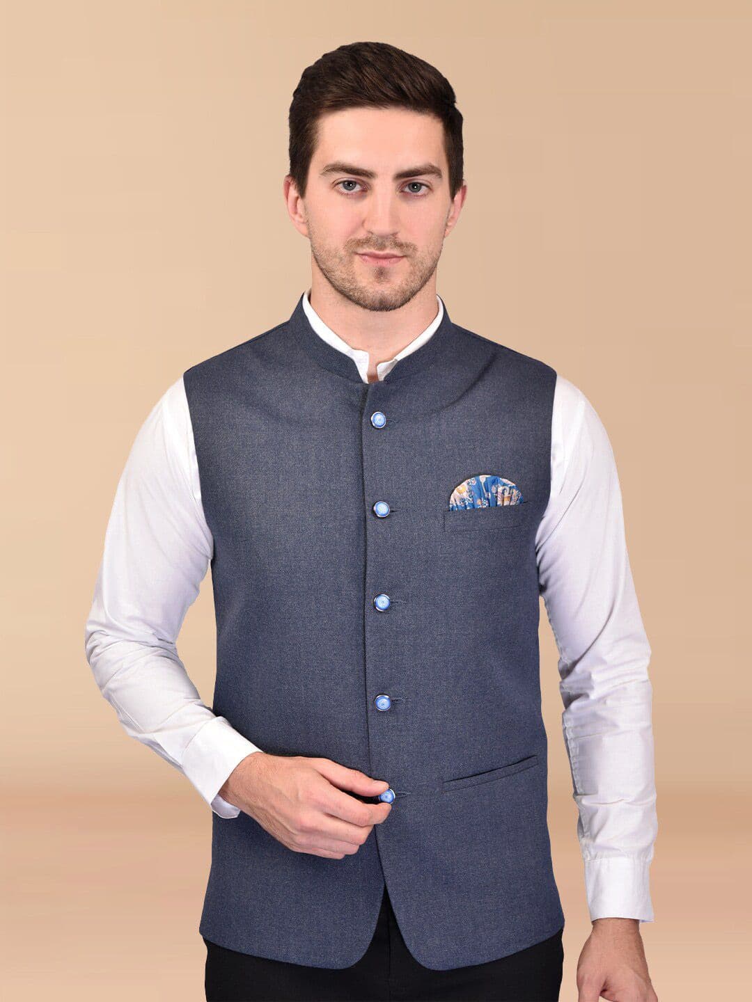 PRINTCULTR Mandarin Collar Nehru Jacket - view 1