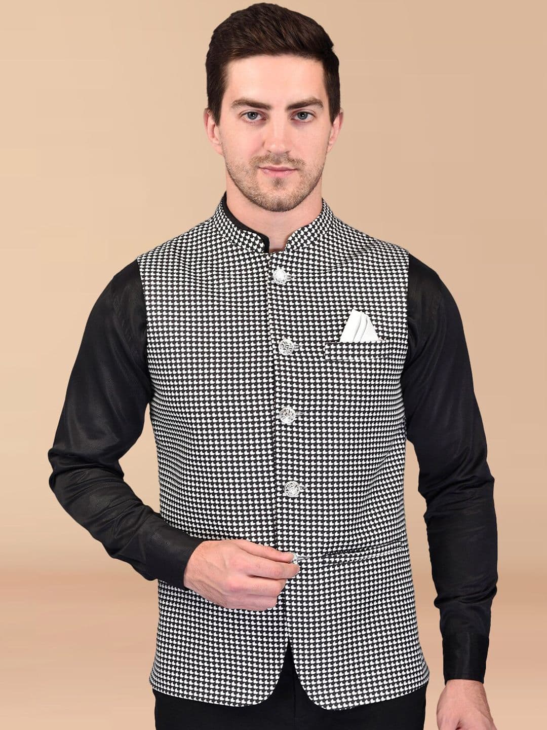 PRINTCULTR Printed Woven Mandarin Collar Nehru Jacket - view 1