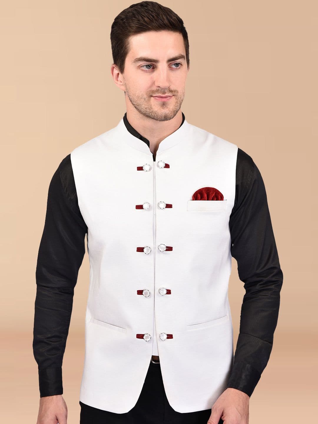 PRINTCULTR Mandarin Collar Nehru Jacket - view 1