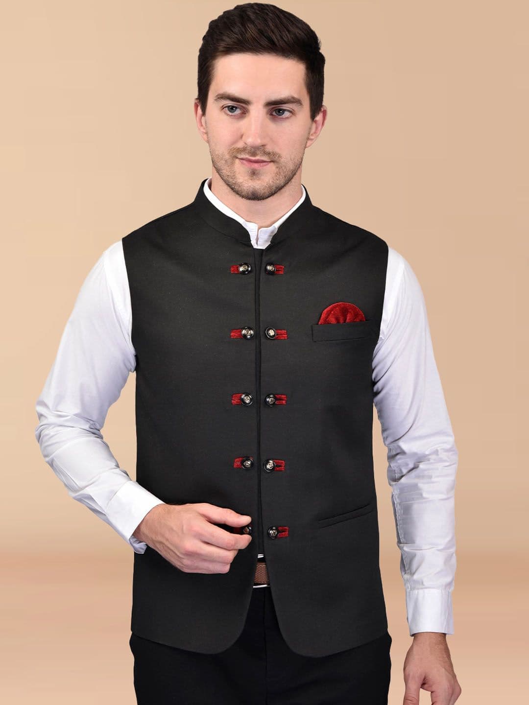 PRINTCULTR Mandarin Collar Nehru Jacket - view 1