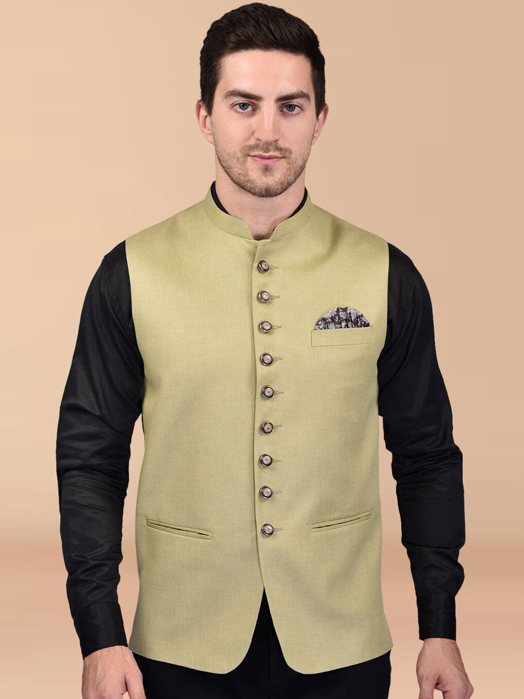 PRINTCULTR Mandarin Collar Nehru Jacket - view 1