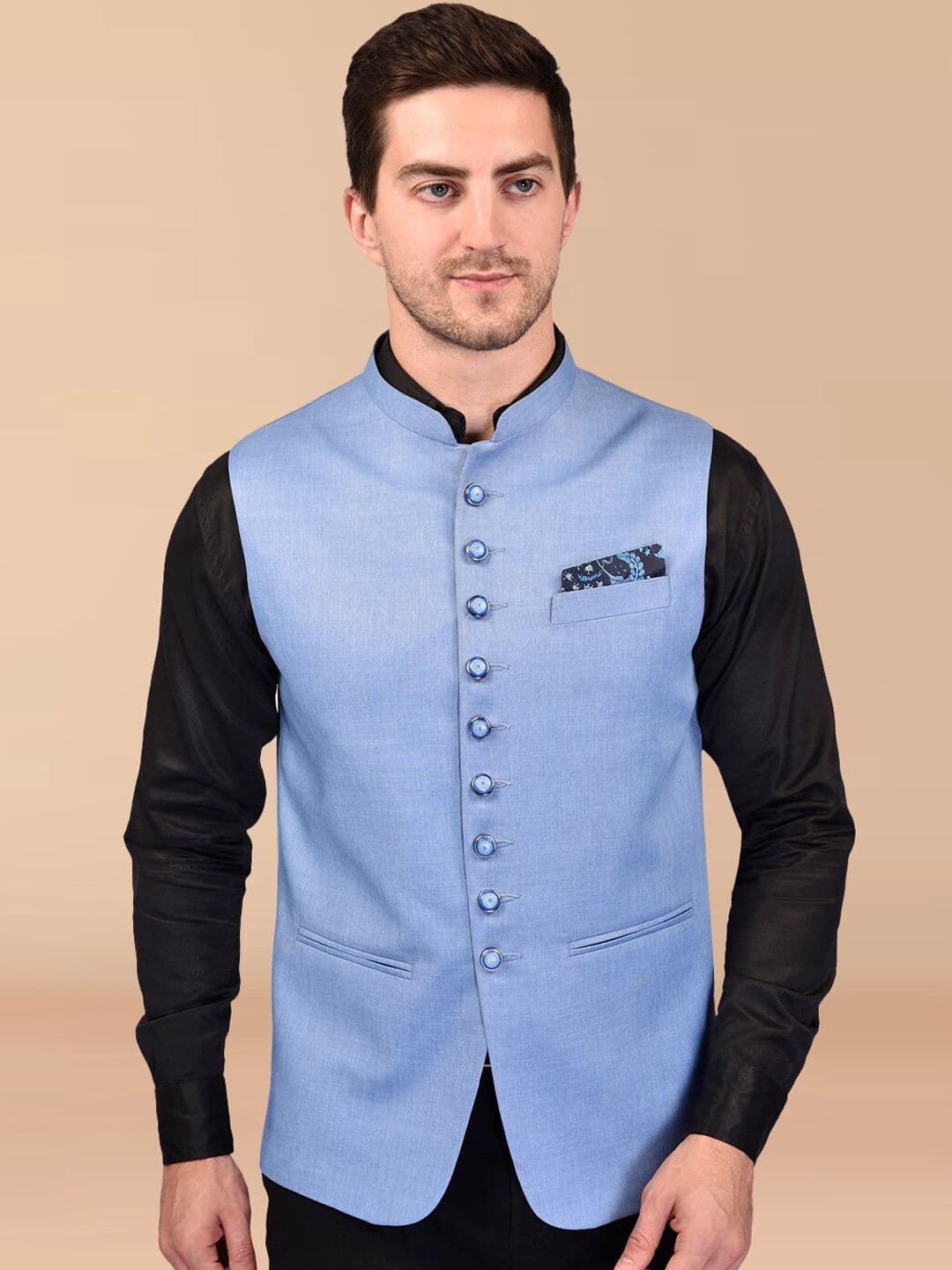 PRINTCULTR Mandarin Collar Nehru Jacket - view 1
