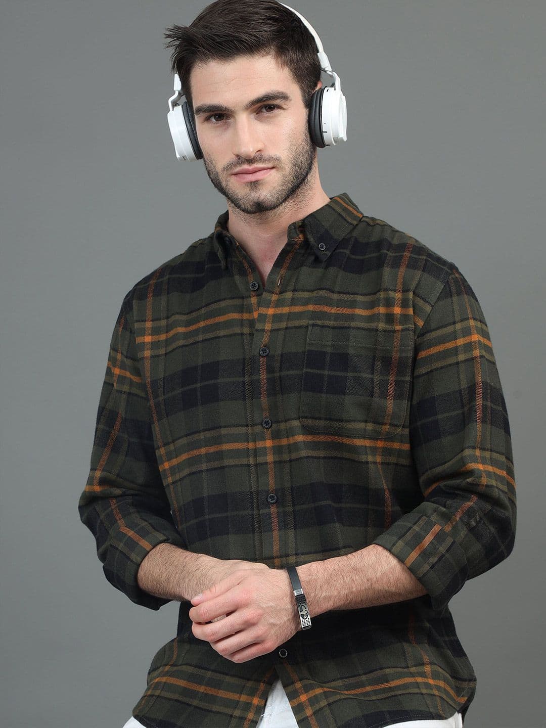HERE&NOW Green Slim Fit Tartan Checks Casual Shirt - view 1