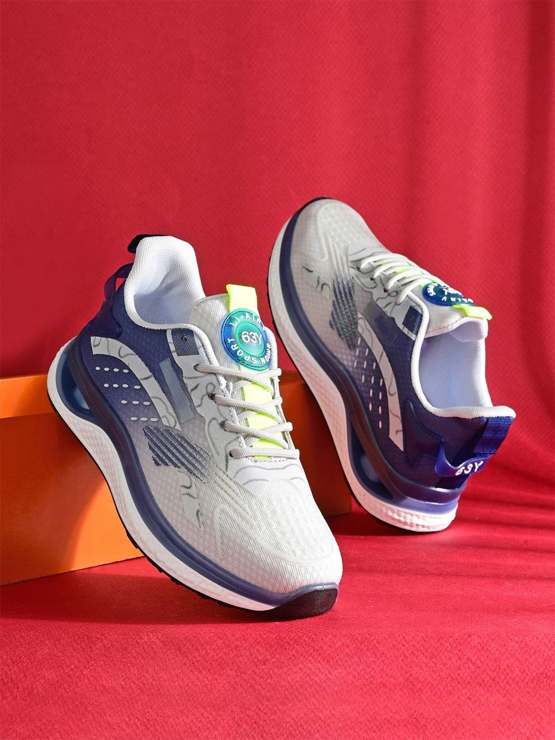 The Roadster Lifestyle Co. Women White & Navy Blue Textured Lightweight Running Shoes - view 1