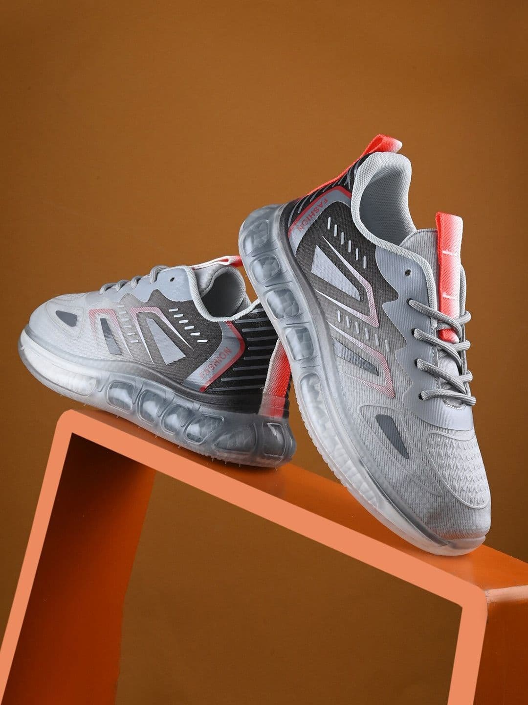 The Roadster Lifestyle Co. Women Grey & Red Textured Lightweight Running Shoes - view 1