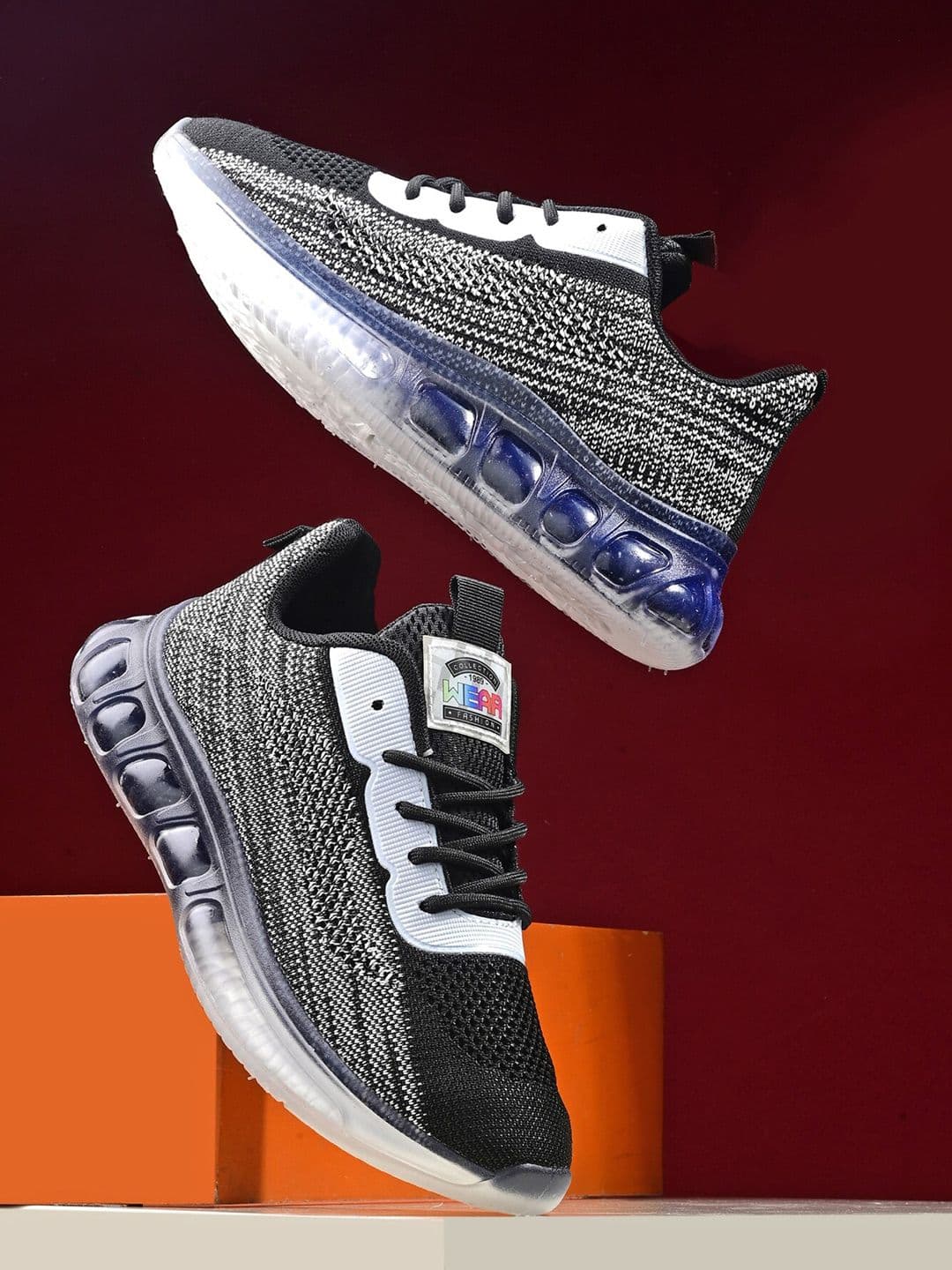 The Roadster Lifestyle Co. Women Black & White Textured Lightweight Running Shoes - view 1