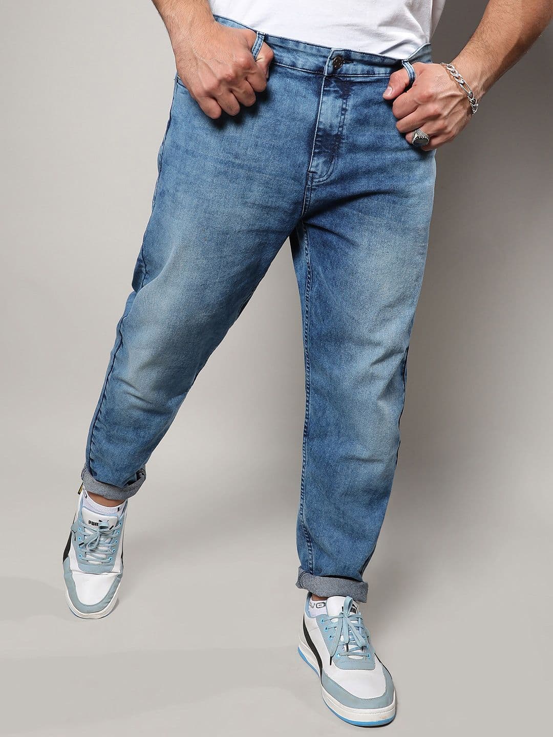 Instafab Plus Men Jean Clean Look Relaxed Fit Light Fade Stretchable Cotton Jeans - view 1