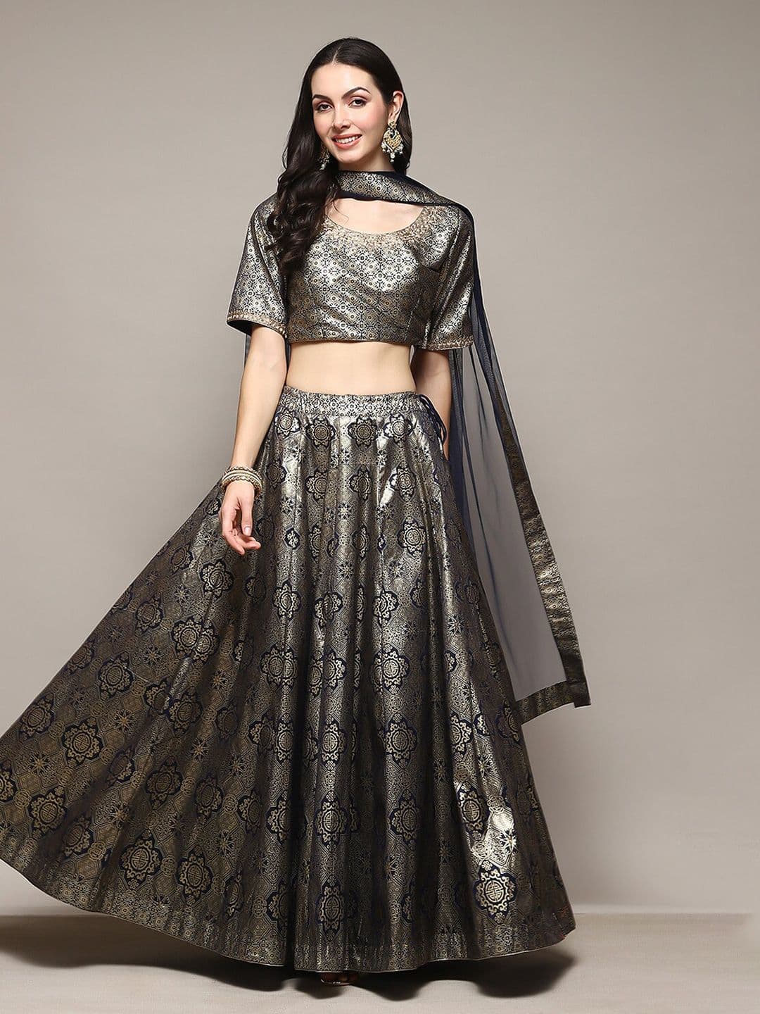Biba Woven Design Zari Ready to Wear Lehenga & Blouse With Dupatta - view 1