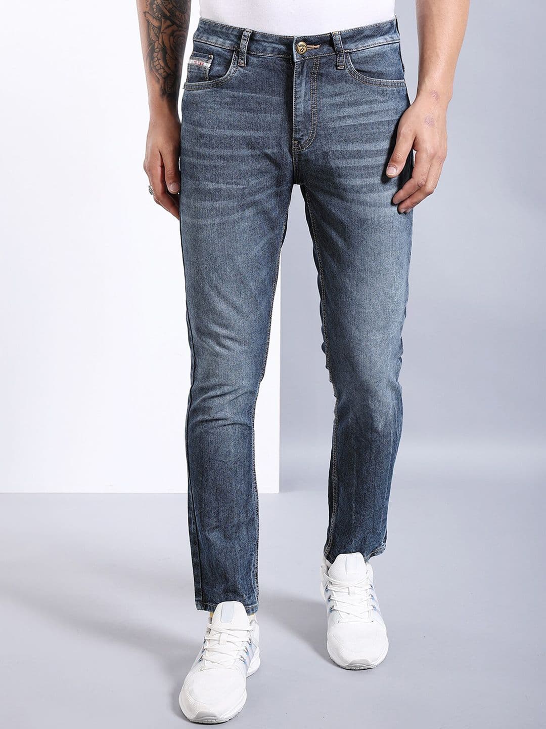 The Indian Garage Co Men Mid-Rise Light Fade Slim Fit Clean Look Stretchable Jeans - view 1