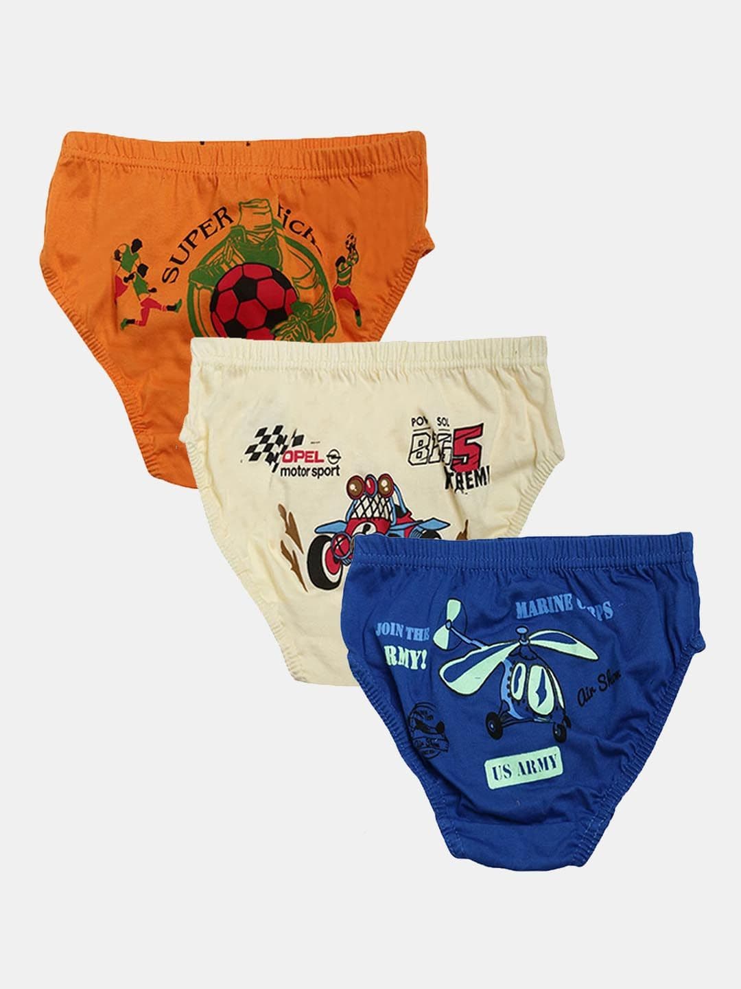 Dollar Kids Care Pack Of 3 Boys Printed Pure Cotton Basic Briefs MKKB-001-PO3-ASST1 - view 1
