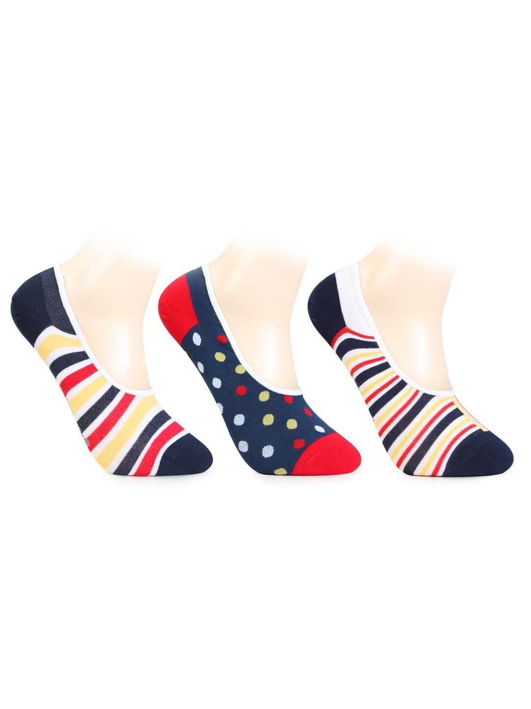 Bonjour Men Pack Of 3 Patterned Cotton Shoe Liner Socks - view 1