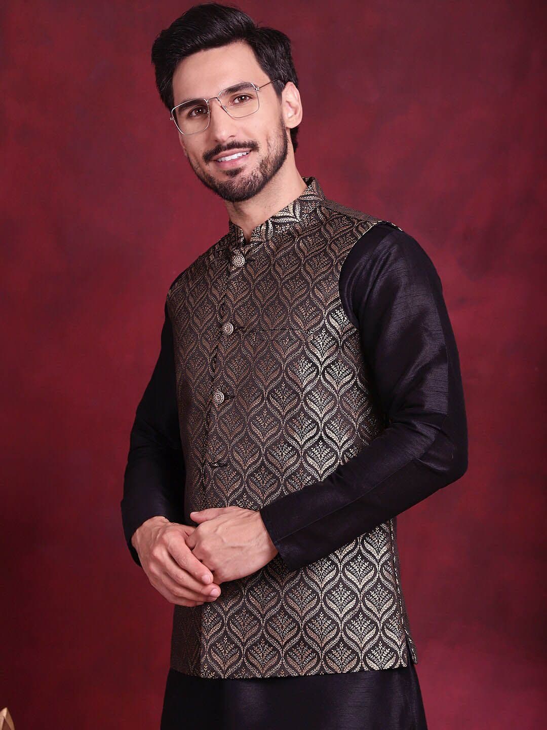 Jompers Woven Design Nehru Jacket - view 1