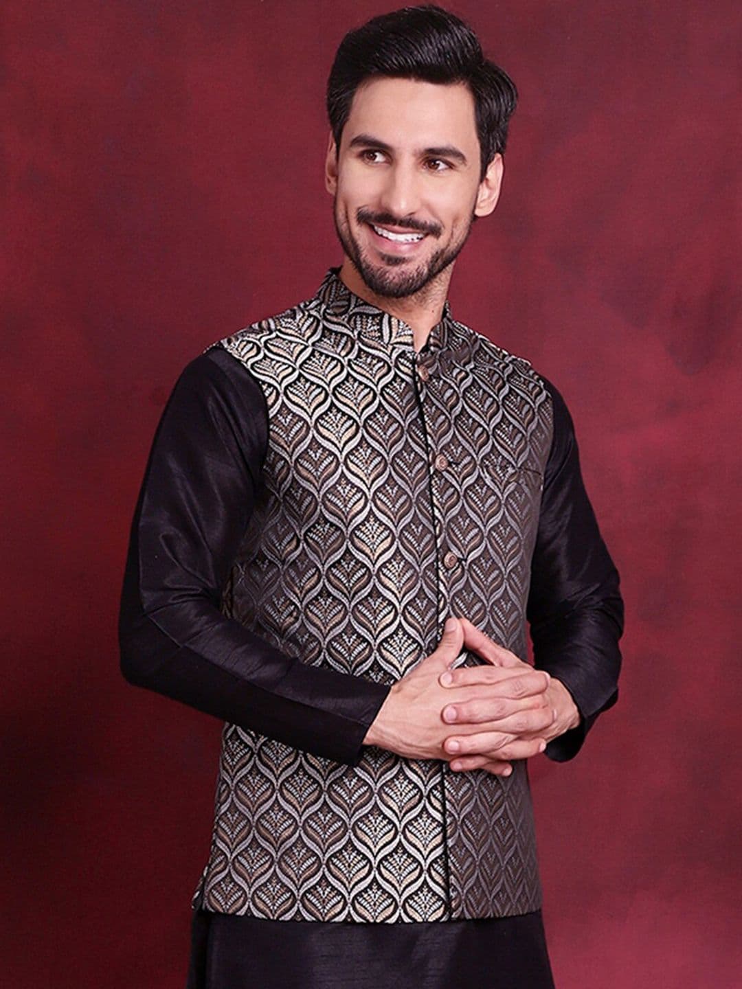 Jompers Woven Design Nehru Jacket - view 1