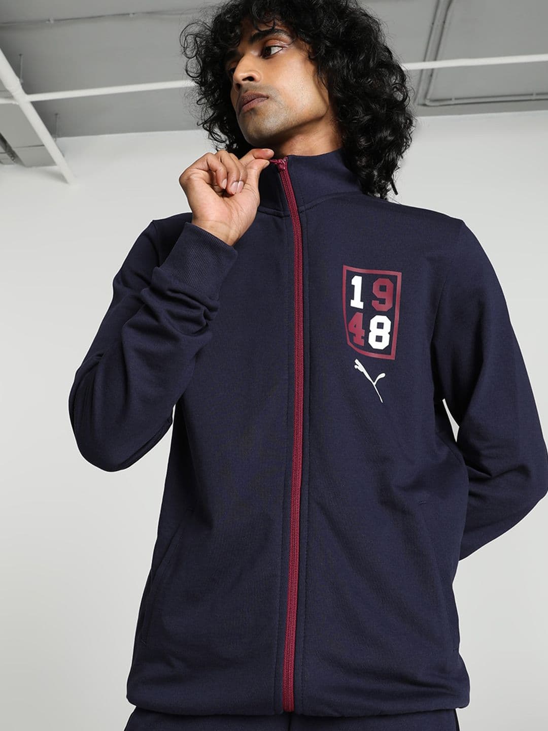 Puma Graphic Full-Zip Slim Fit Stand Collar Cotton Sporty Jacket - view 1
