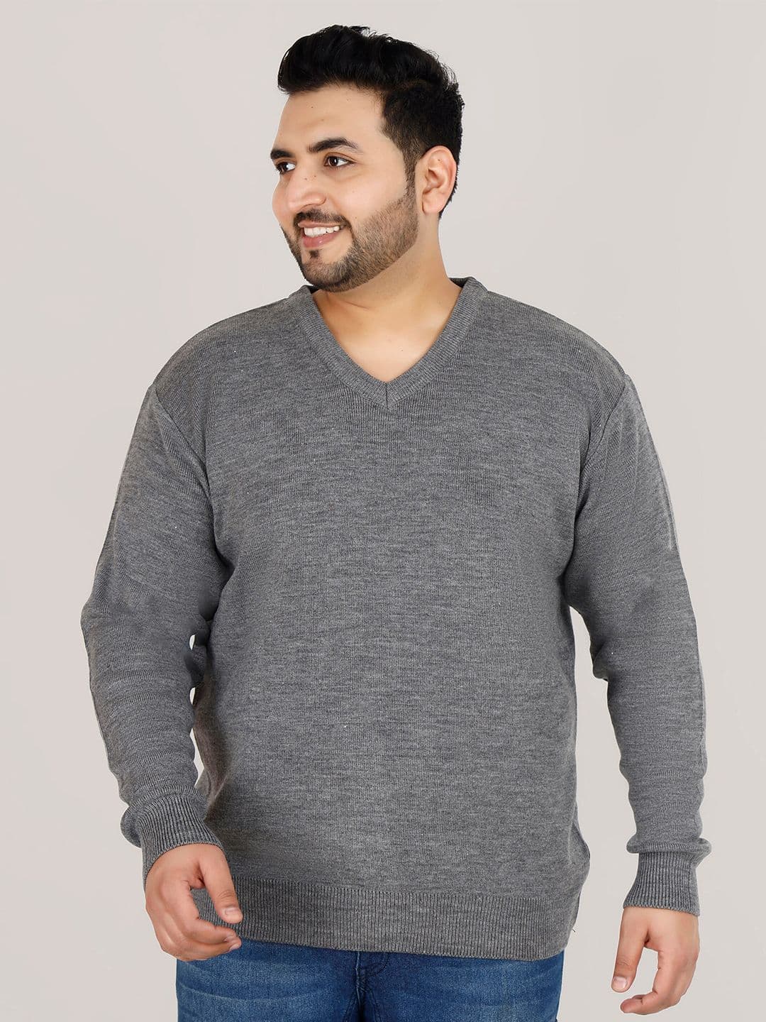 Sztori Plus Size V-Neck Acrylic Pullover - view 1