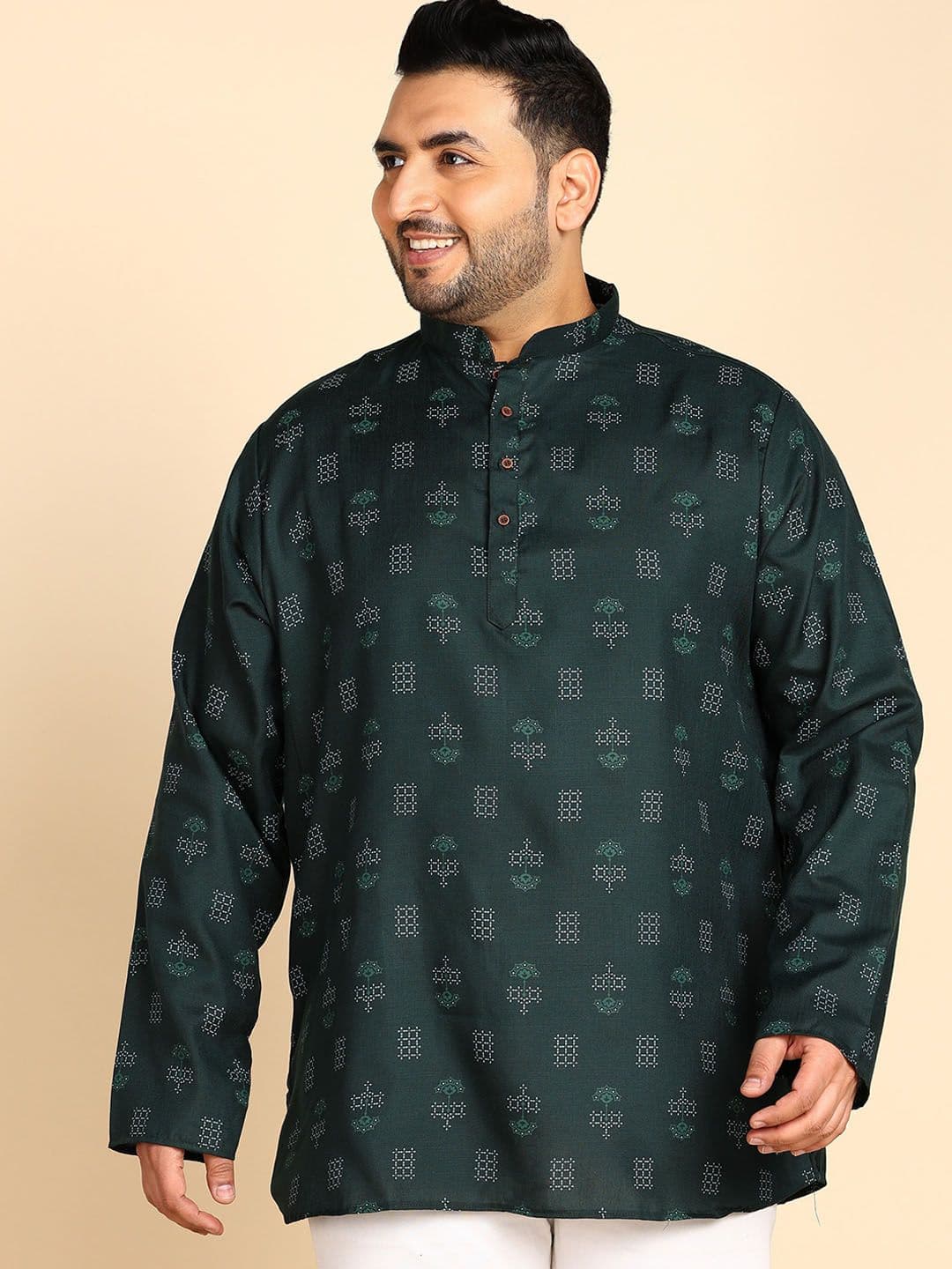 Sztori Plus Size Geometric Printed Mandarin Collar Short Kurta - view 1