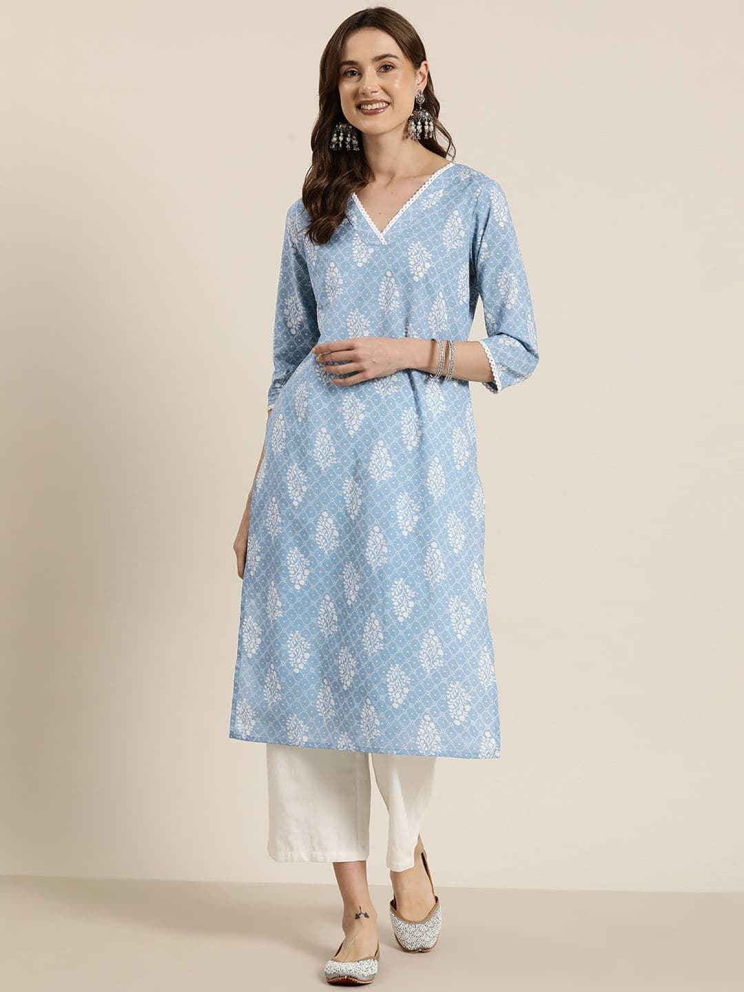 HERE&NOW Women Floral Printed Cotton Kurta - view 1