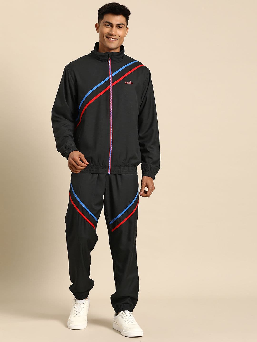 United Colors of Benetton Shoulder Tape Detail Mock Neck Tracksuit - view 1