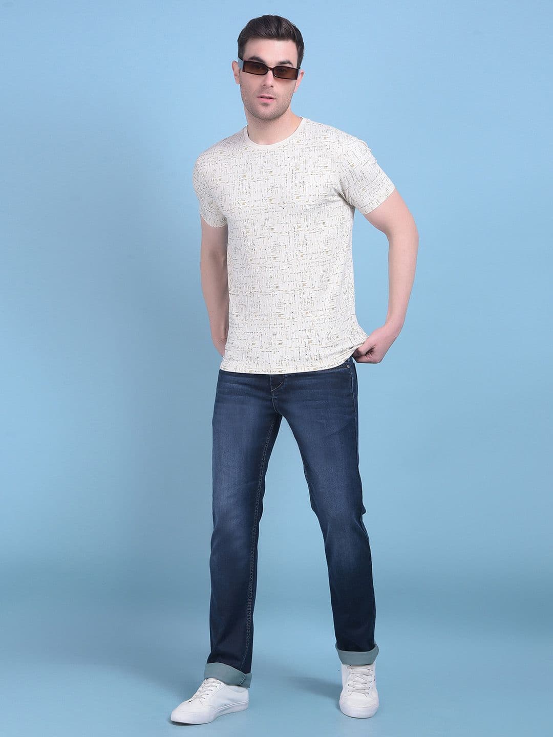 Crimsoune Club Men Mid-Rise Straight Fit Heavy Fade Stretchable Jeans - view 1