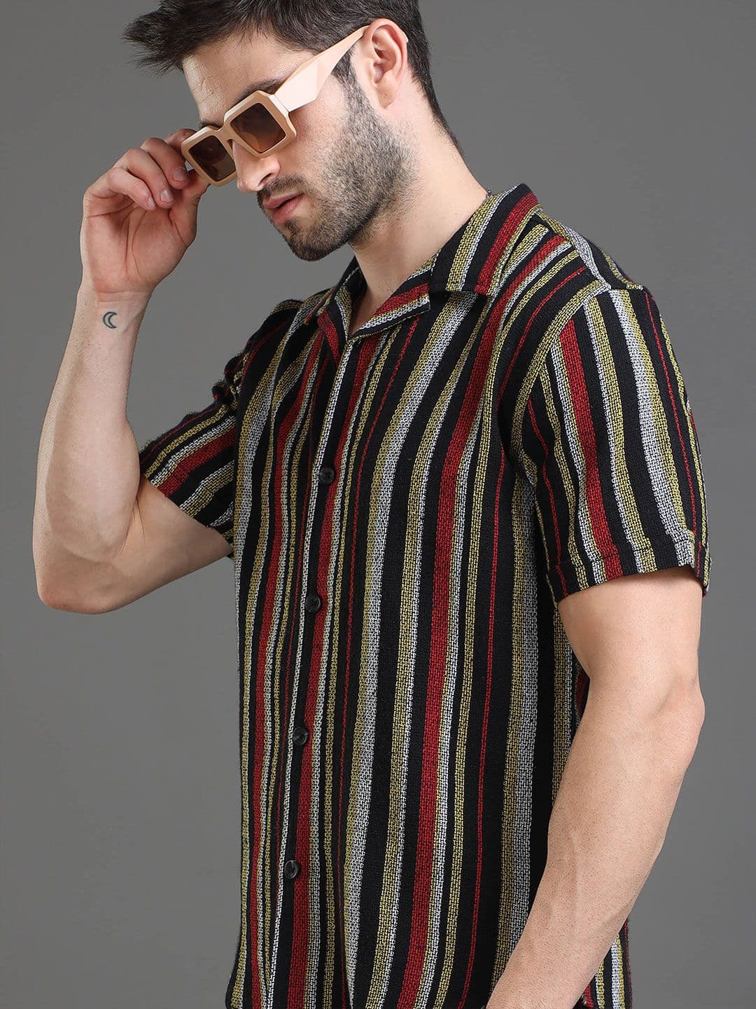 HERE&NOW Slim Fit Multi Striped Cotton Casual Shirt - view 1