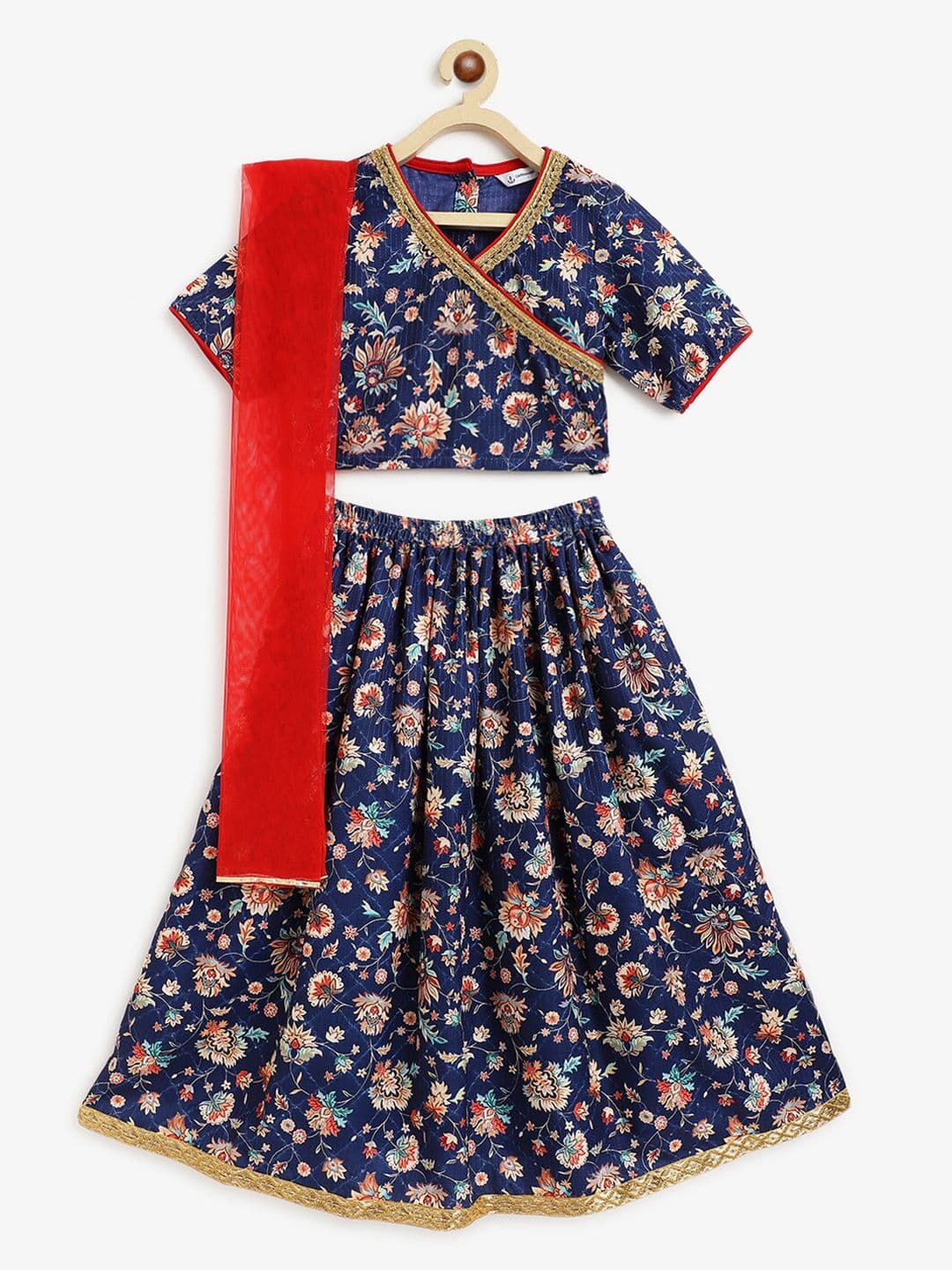 Campana Girls Floral Printed V-Neck Ready to Wear Lehenga & Blouse With Dupatta - view 1