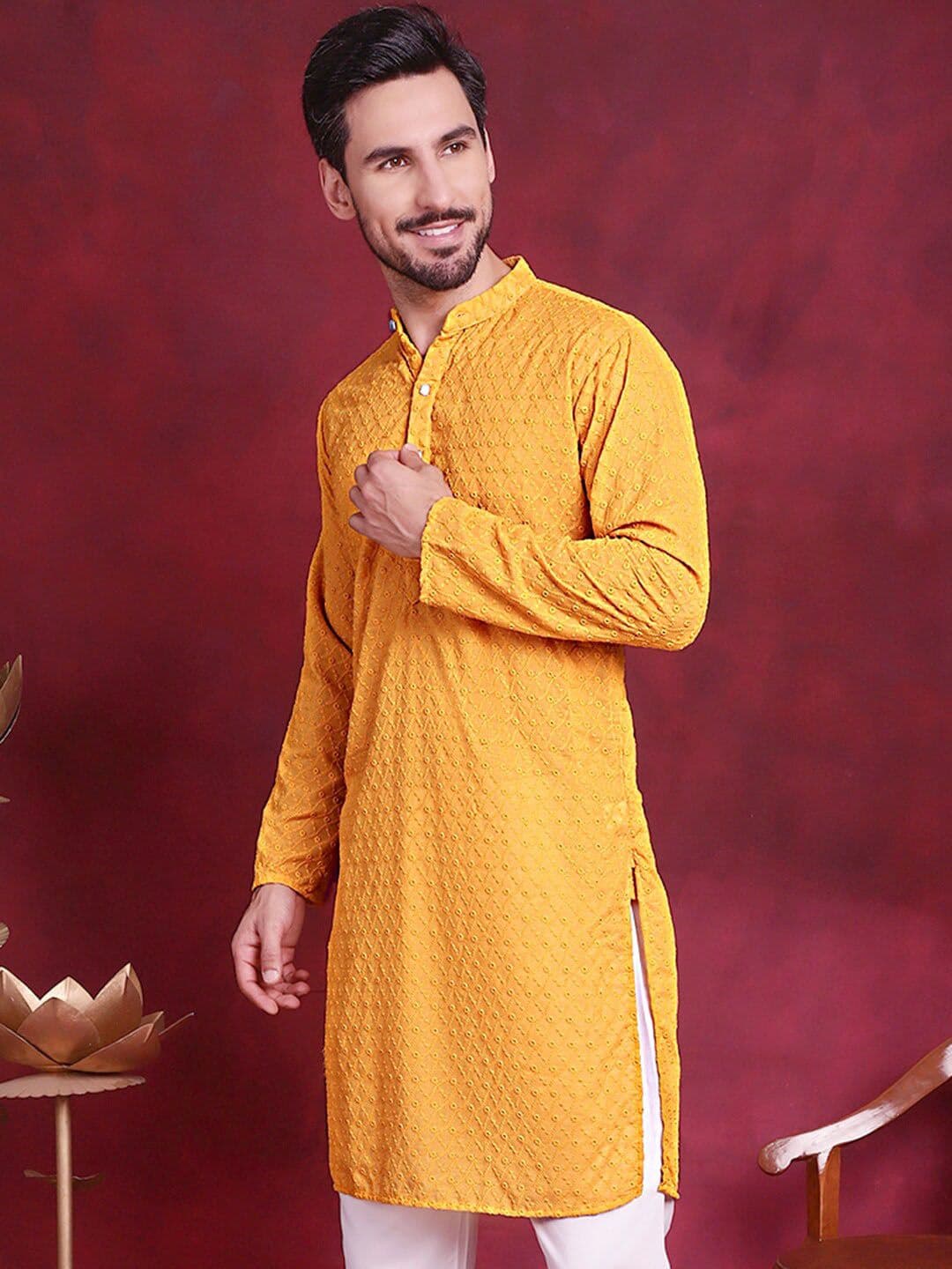 Jompers Geometric Chikankari Embroidered Kurta - view 1
