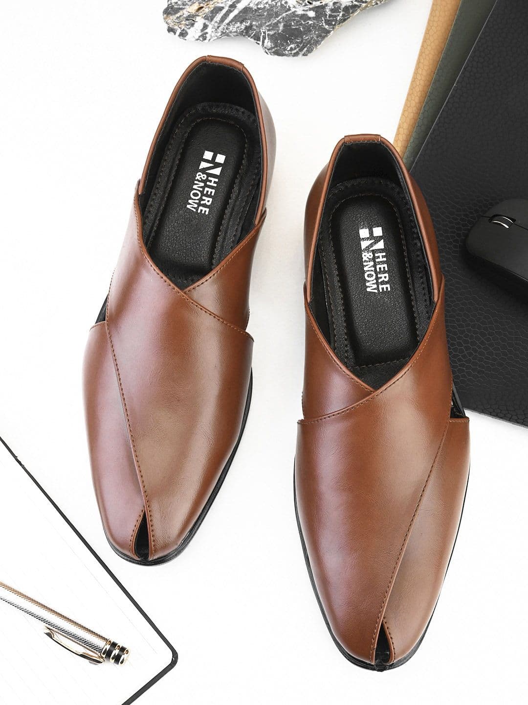 HERE&NOW Tan Textured Shoe-Style Sandals - view 1