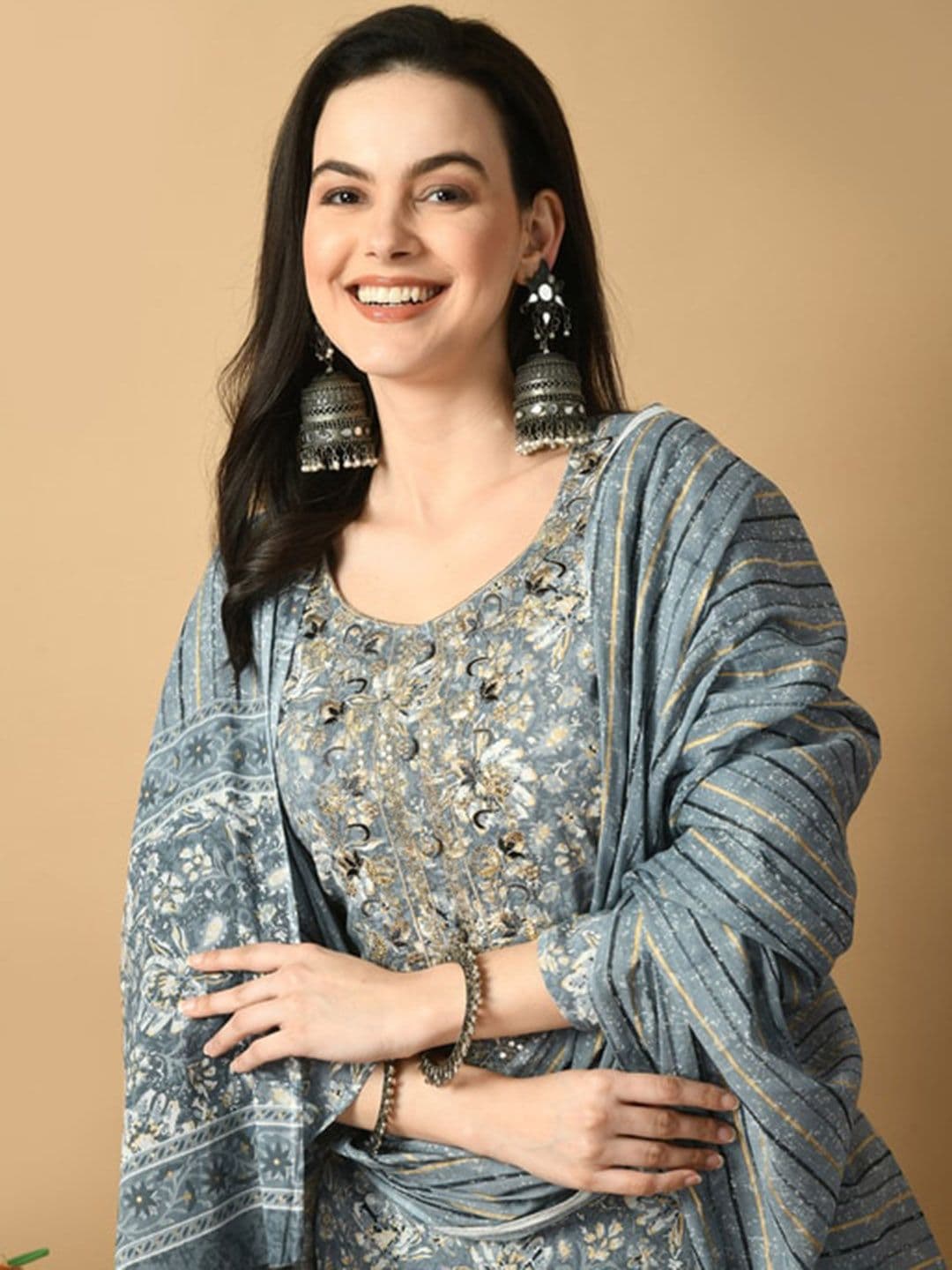 AVYCO Floral Printed Pure Cotton Kurta with Trousers & With Dupatta - view 1